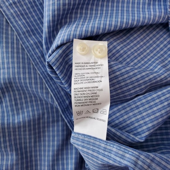 Men's - IZOD Long Sleeve Blue Plaid / Checked Shirt - NWT - Picture 5 of 6